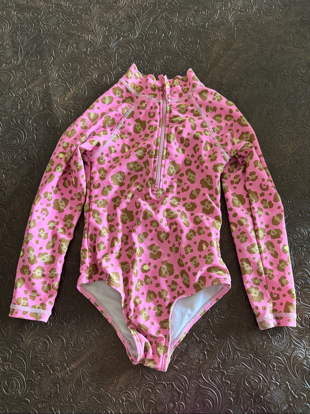 Cotton On Kids Girls Long Sleeve One Piece Rash Guard Swimsuit